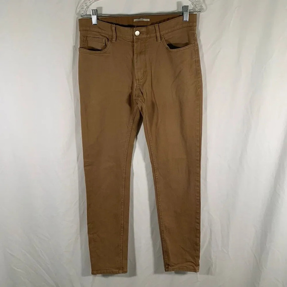 MNG Man Pants Men's 30 Brown Denim Pisa 5 Pocket Cotton Blend Button Zip - Picture 1 of 11